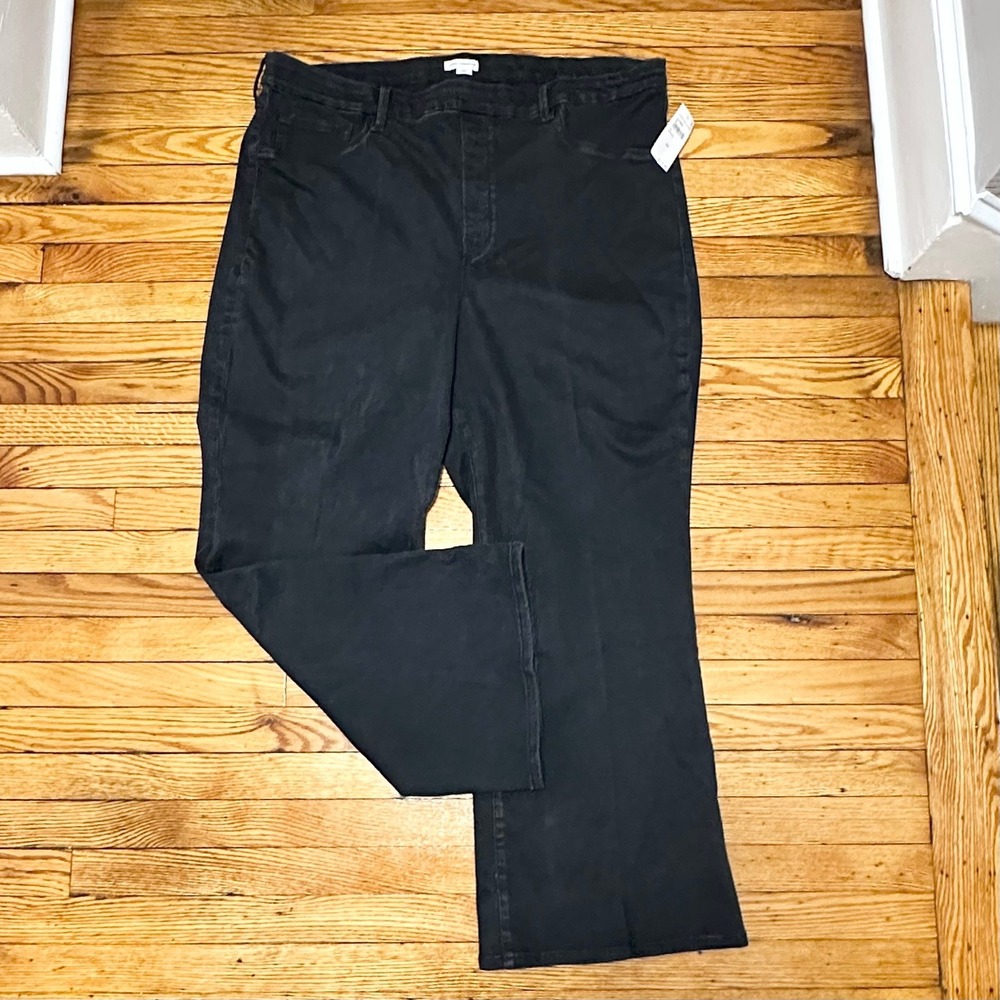 Good American Good Legs Flare Jeans Black Pull On High Rise Size 5XL New